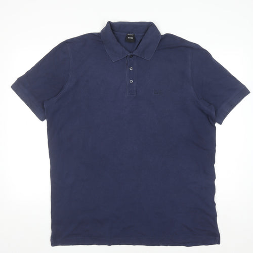 Hugo Boss Men's Blue Pima Cotton 2XL Polo Shirt