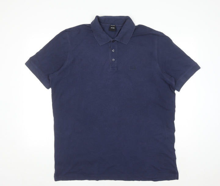 Hugo Boss Men's Blue Pima Cotton 2XL Polo Shirt