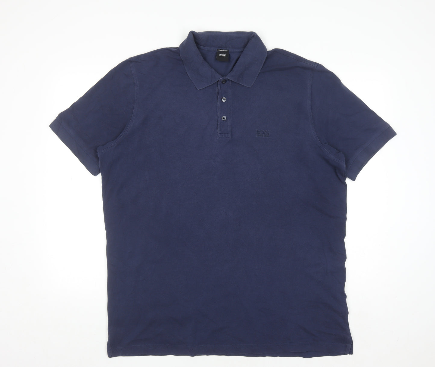 Hugo Boss Men's Blue Pima Cotton 2XL Polo Shirt