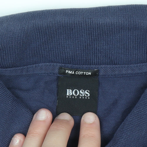 Hugo Boss Men's Blue Pima Cotton 2XL Polo Shirt