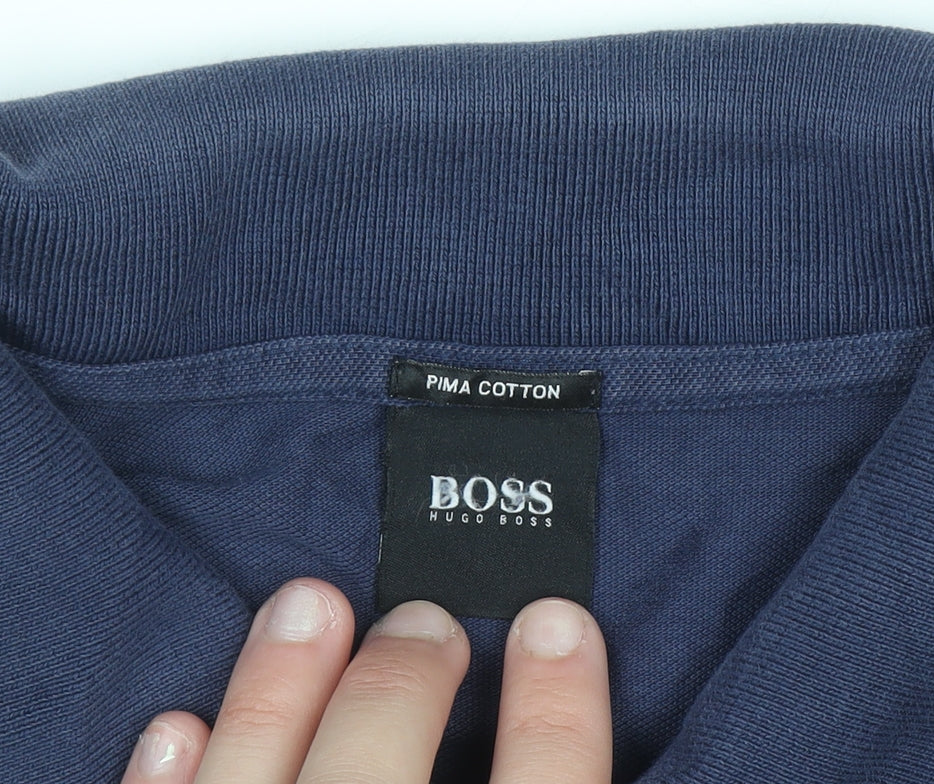Hugo Boss Men's Blue Pima Cotton 2XL Polo Shirt