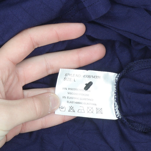 Bassini Women's Blue Floral Embroidered Sleeveless T-Shirt Size L