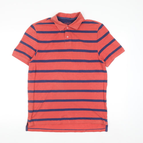 Charles Tyrwhitt Men's Red Striped Slim Fit Polo Shirt M