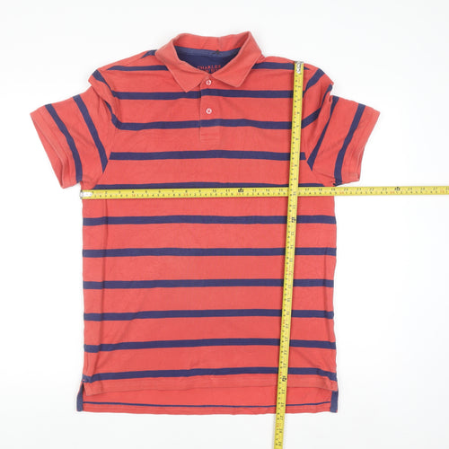 Charles Tyrwhitt Men's Red Striped Slim Fit Polo Shirt M