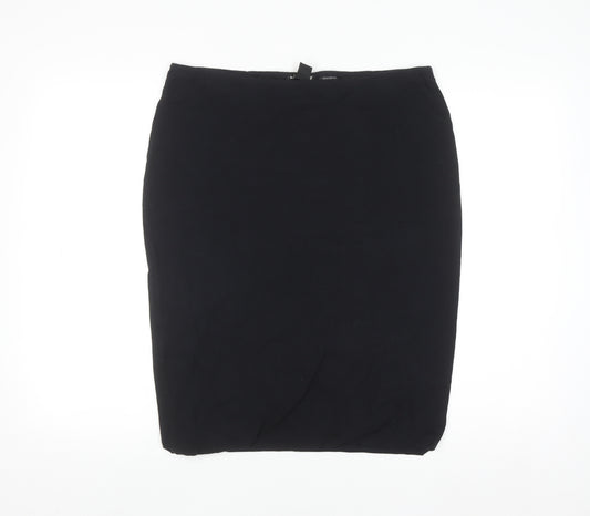 H&M Womens Black Knee Length Pencil Skirt Size L Stretch Cotton