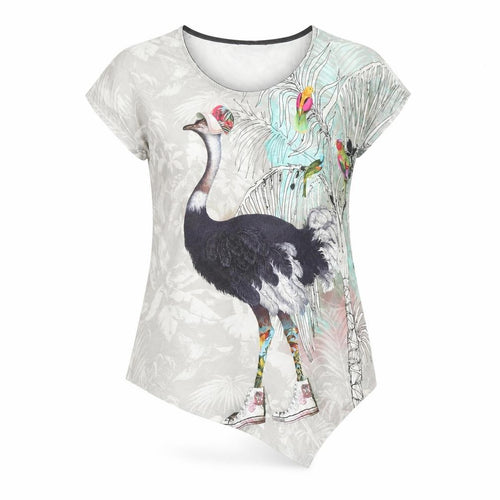Doris Streich Womens Multicoloured Size 8 Animal Print Asymmetric T-Shirt