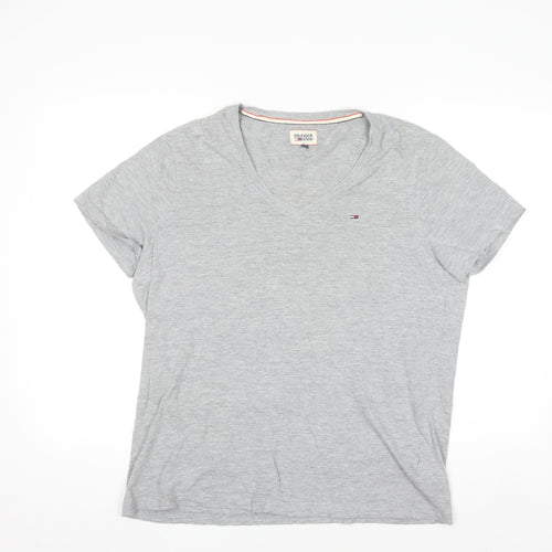 Tommy Hilfiger Mens Grey V-Neck Short Sleeve Cotton T-Shirt XL