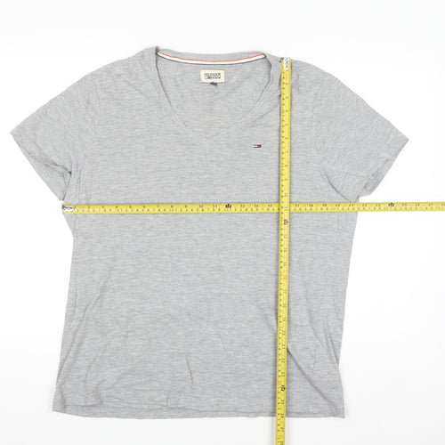 Tommy Hilfiger Mens Grey V-Neck Short Sleeve Cotton T-Shirt XL