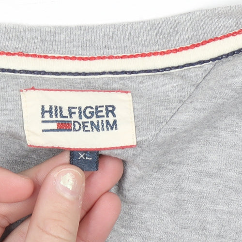 Tommy Hilfiger Mens Grey V-Neck Short Sleeve Cotton T-Shirt XL