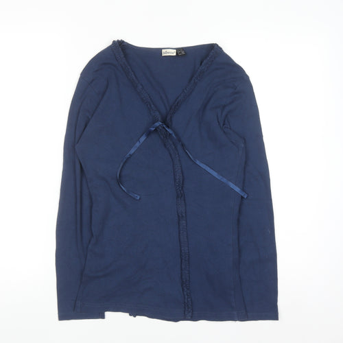 Jolinesse Women's Blue Cotton Long Sleeve V-Neck Cardigan Size 14/16