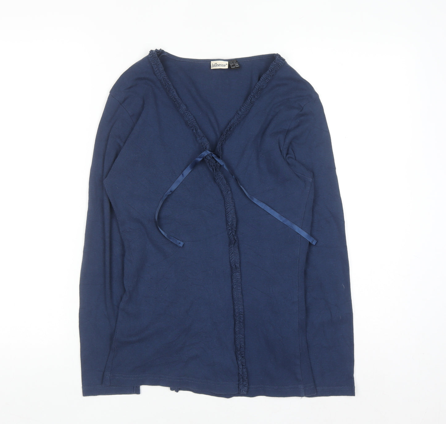 Jolinesse Women's Blue Cotton Long Sleeve V-Neck Cardigan Size 14/16