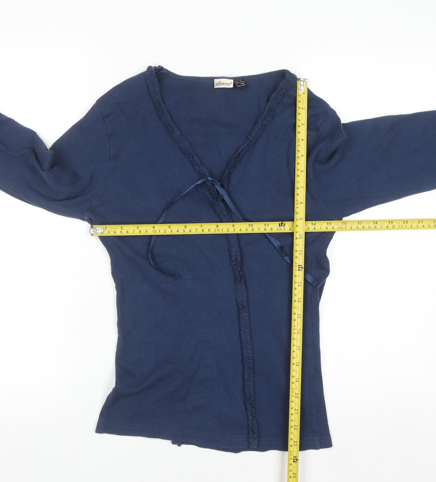 Jolinesse Women's Blue Cotton Long Sleeve V-Neck Cardigan Size 14/16