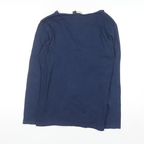 Jolinesse Women's Blue Cotton Long Sleeve V-Neck Cardigan Size 14/16