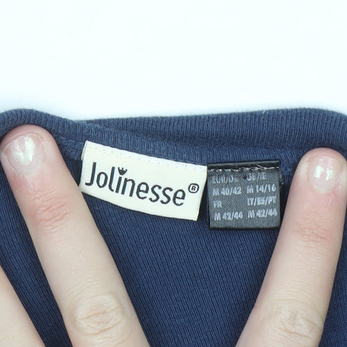 Jolinesse Women's Blue Cotton Long Sleeve V-Neck Cardigan Size 14/16