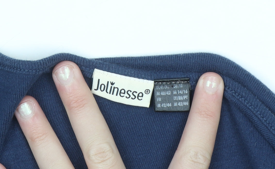 Jolinesse Women's Blue Cotton Long Sleeve V-Neck Cardigan Size 14/16