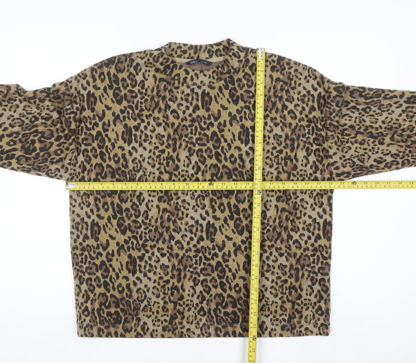 Marks and Spencer Women’s Brown Leopard Print Jumper Size 14
