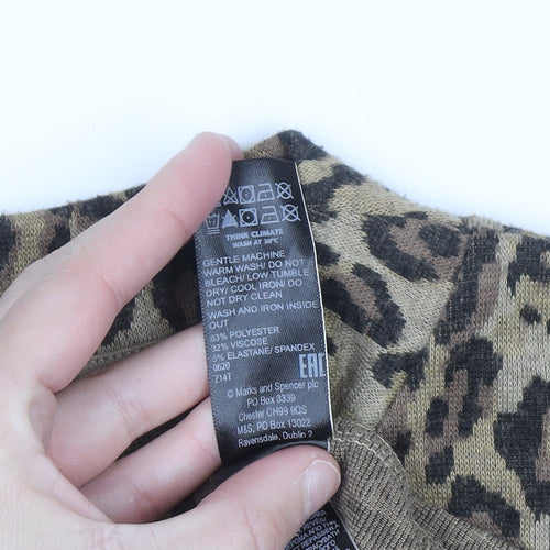 Marks and Spencer Women’s Brown Leopard Print Jumper Size 14