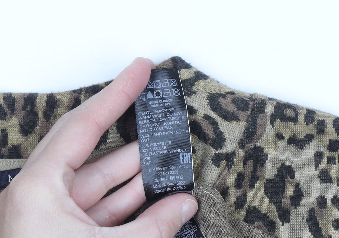 Marks and Spencer Women’s Brown Leopard Print Jumper Size 14