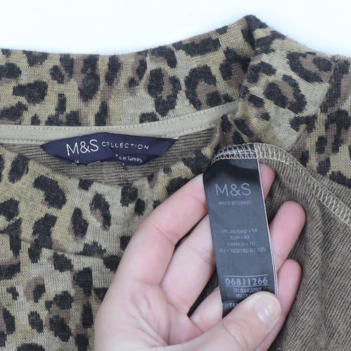 Marks and Spencer Women’s Brown Leopard Print Jumper Size 14