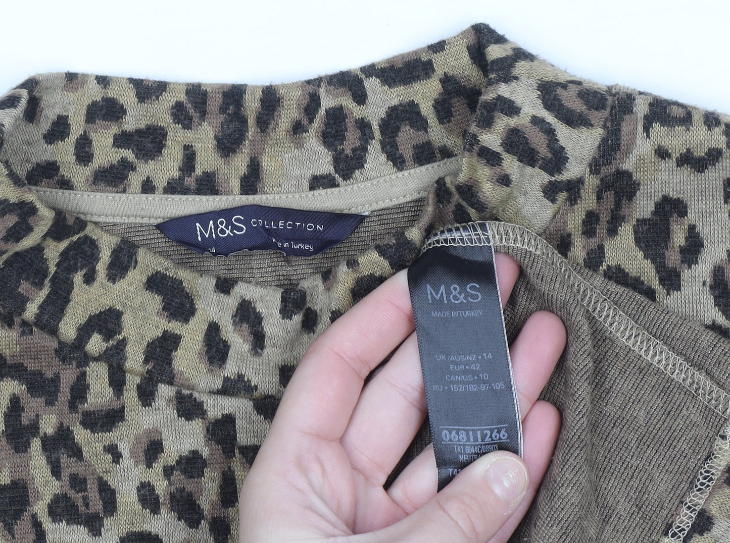 Marks and Spencer Women’s Brown Leopard Print Jumper Size 14