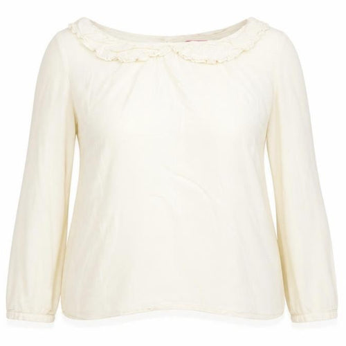 Joules Women Ivory Long Sleeve Ruffle Tunic Blouse Size 12