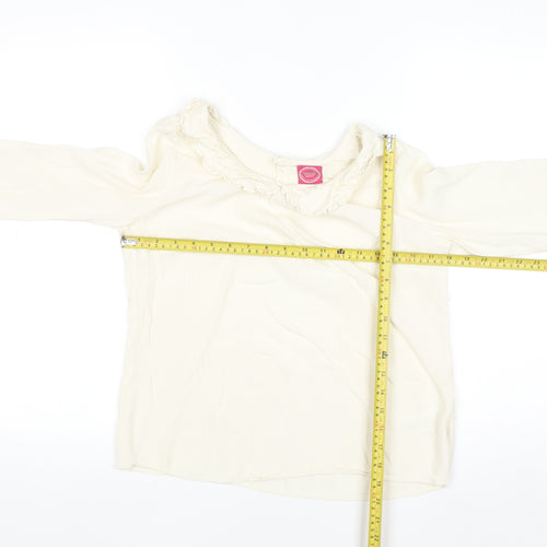 Joules Women Ivory Long Sleeve Ruffle Tunic Blouse Size 12