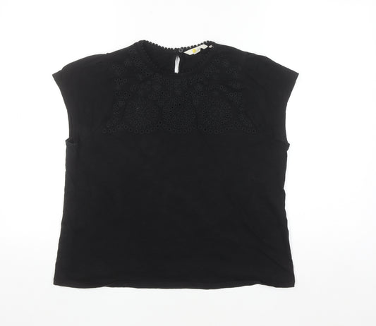 Boden Women’s Black Embroidered Cotton Blouse UK 14