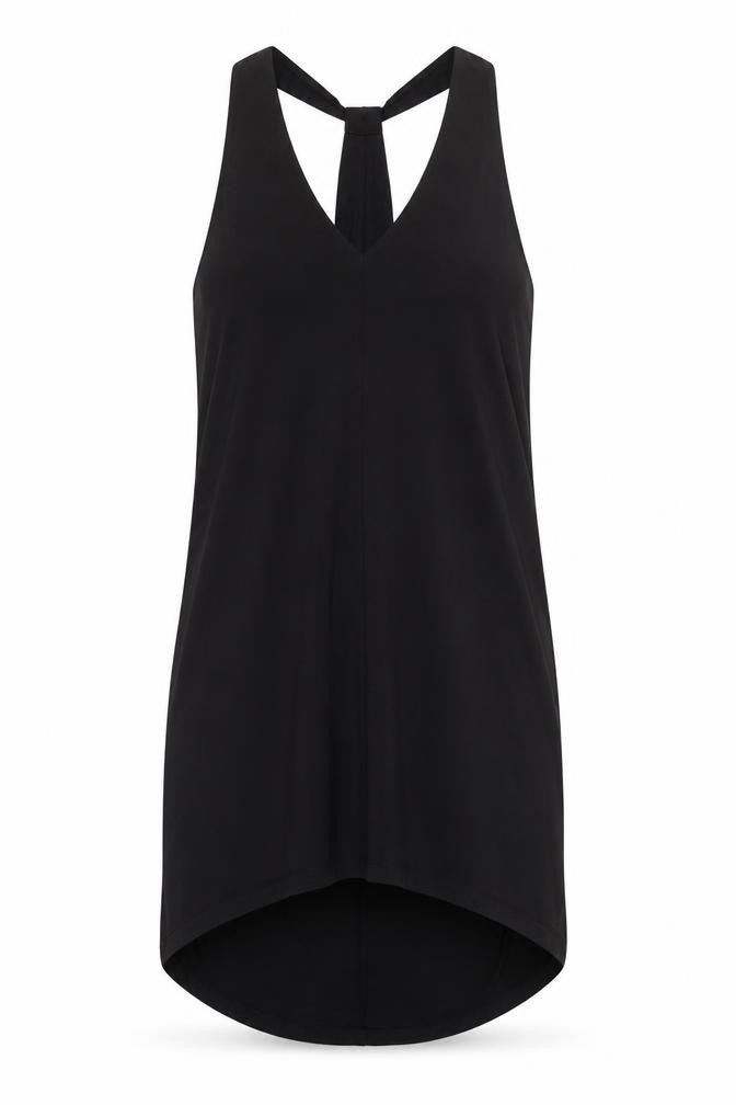 Front view of Threads 4 Thought Women's Black S Sleeveless Tank Dress
