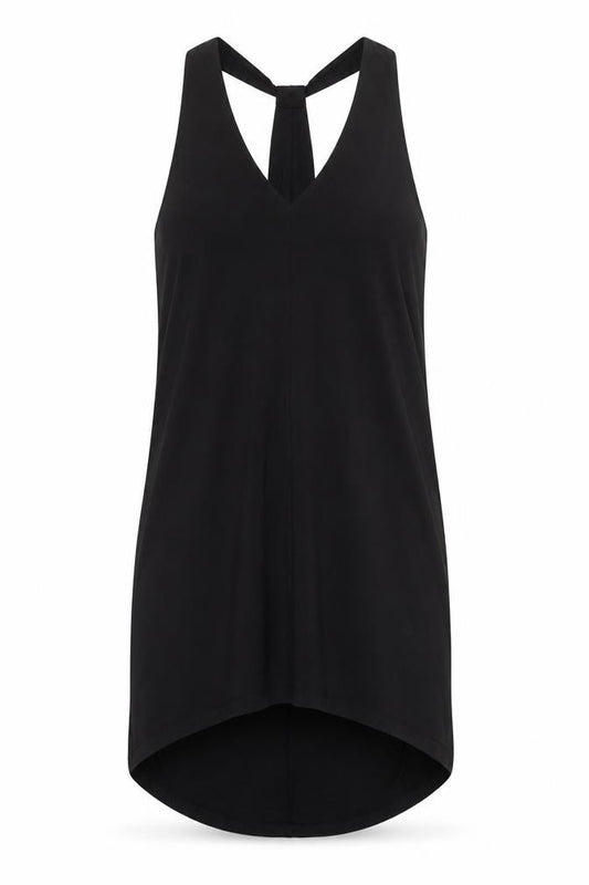 Front view of Threads 4 Thought Women's Black S Sleeveless Tank Dress
