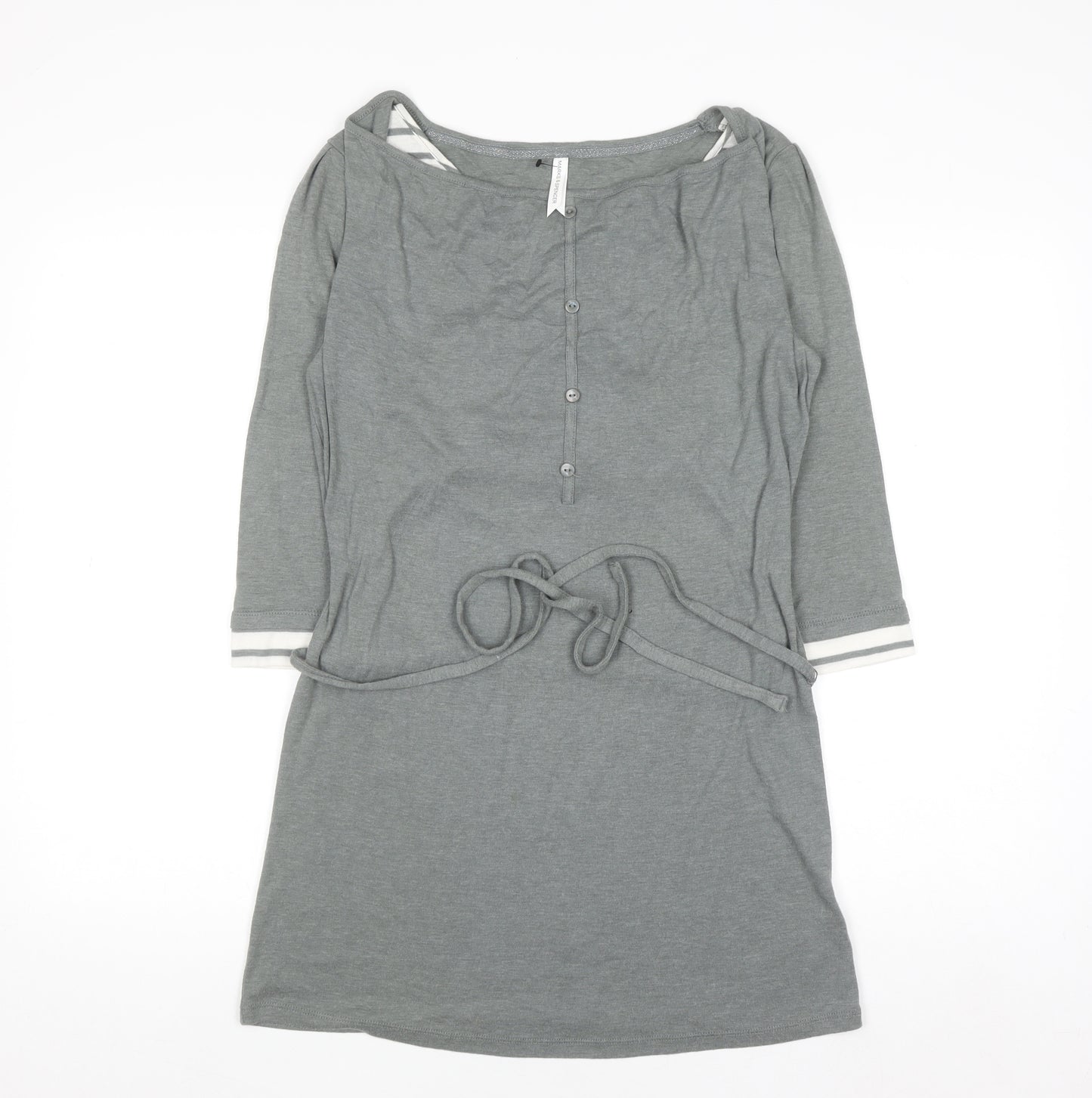 Marks and Spencer Women's Grey Belted Jersey Shirt Dress Size 12