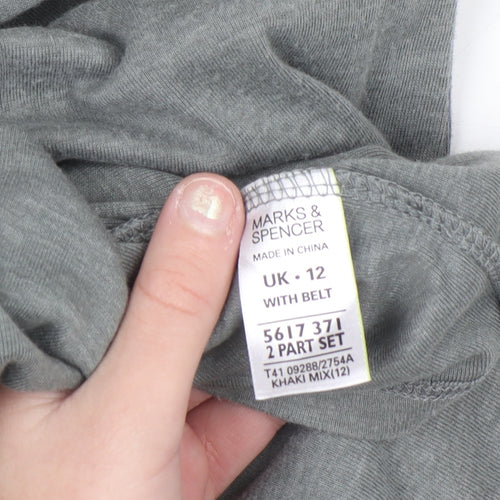Marks and Spencer Women's Grey Belted Jersey Shirt Dress Size 12