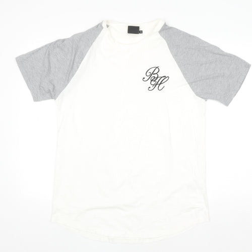 Beck & Hersey Mens White Grey XL Raglan Cotton T-Shirt