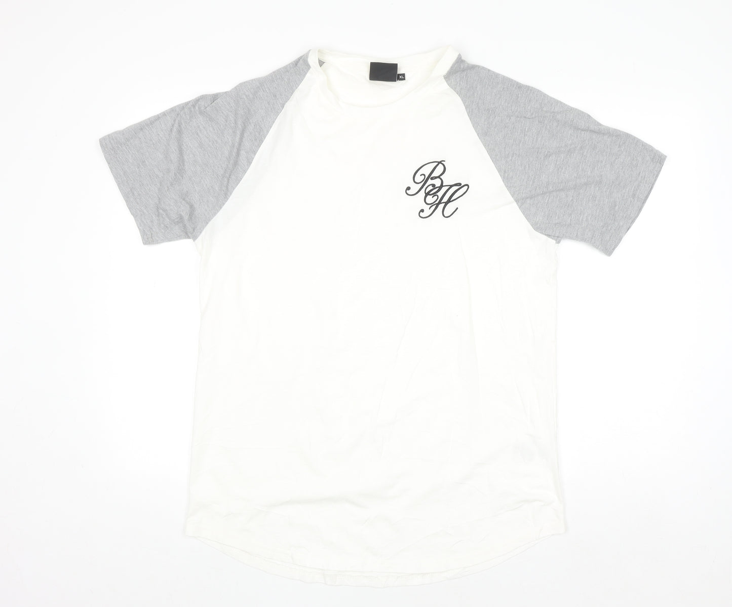 Beck & Hersey Mens White Grey XL Raglan Cotton T-Shirt