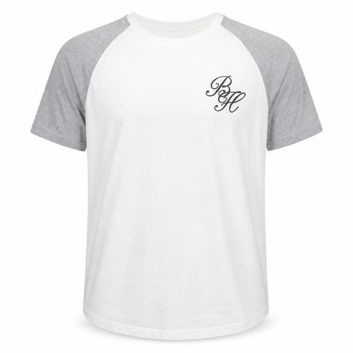 Beck & Hersey Mens White Grey XL Raglan Cotton T-Shirt