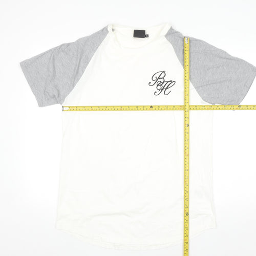 Beck & Hersey Mens White Grey XL Raglan Cotton T-Shirt