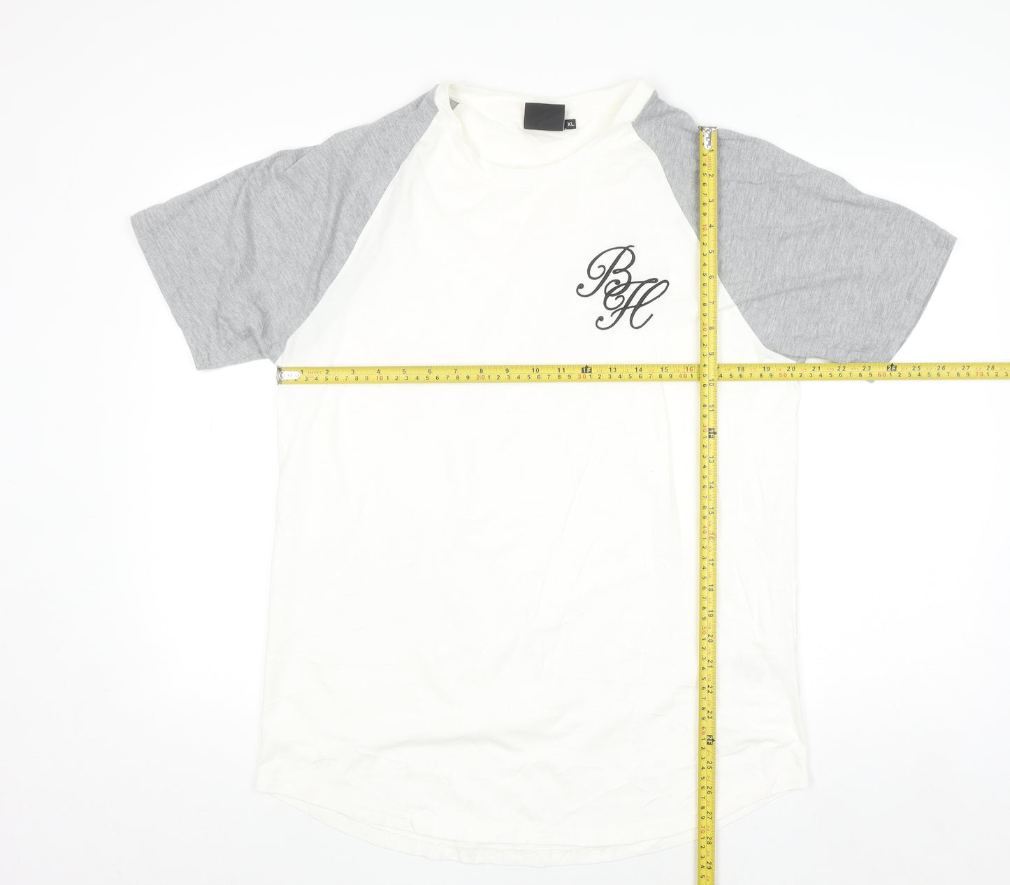 Beck & Hersey Mens White Grey XL Raglan Cotton T-Shirt