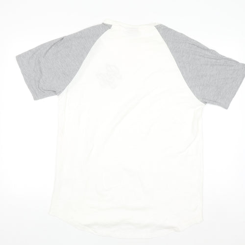 Beck & Hersey Mens White Grey XL Raglan Cotton T-Shirt
