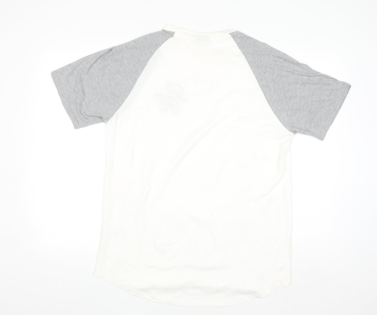 Beck & Hersey Mens White Grey XL Raglan Cotton T-Shirt