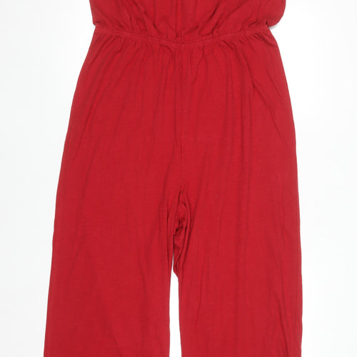 Next Women's Red Crochet Neck Sleeveless Wide-Leg Jumpsuit Size 16