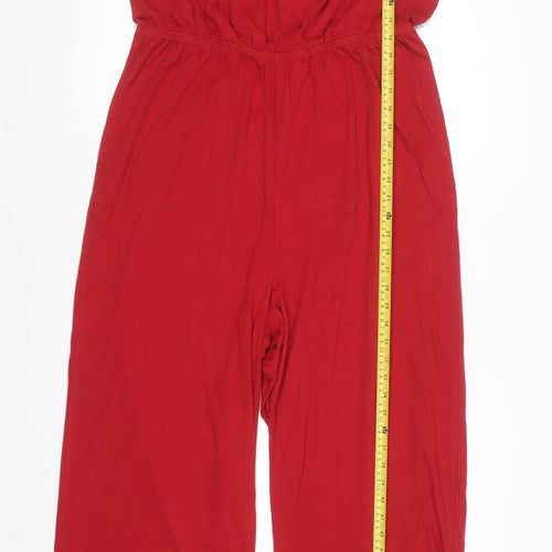 Next Women's Red Crochet Neck Sleeveless Wide-Leg Jumpsuit Size 16
