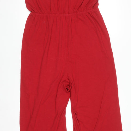 Next Women's Red Crochet Neck Sleeveless Wide-Leg Jumpsuit Size 16