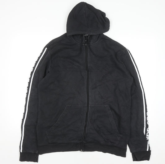 Adidas Men's Black XL Full Zip Hoodie with Logo Trim