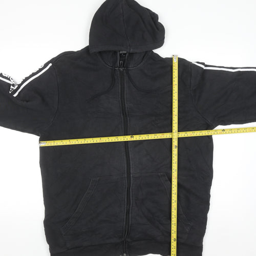 Adidas Men's Black XL Full Zip Hoodie with Logo Trim