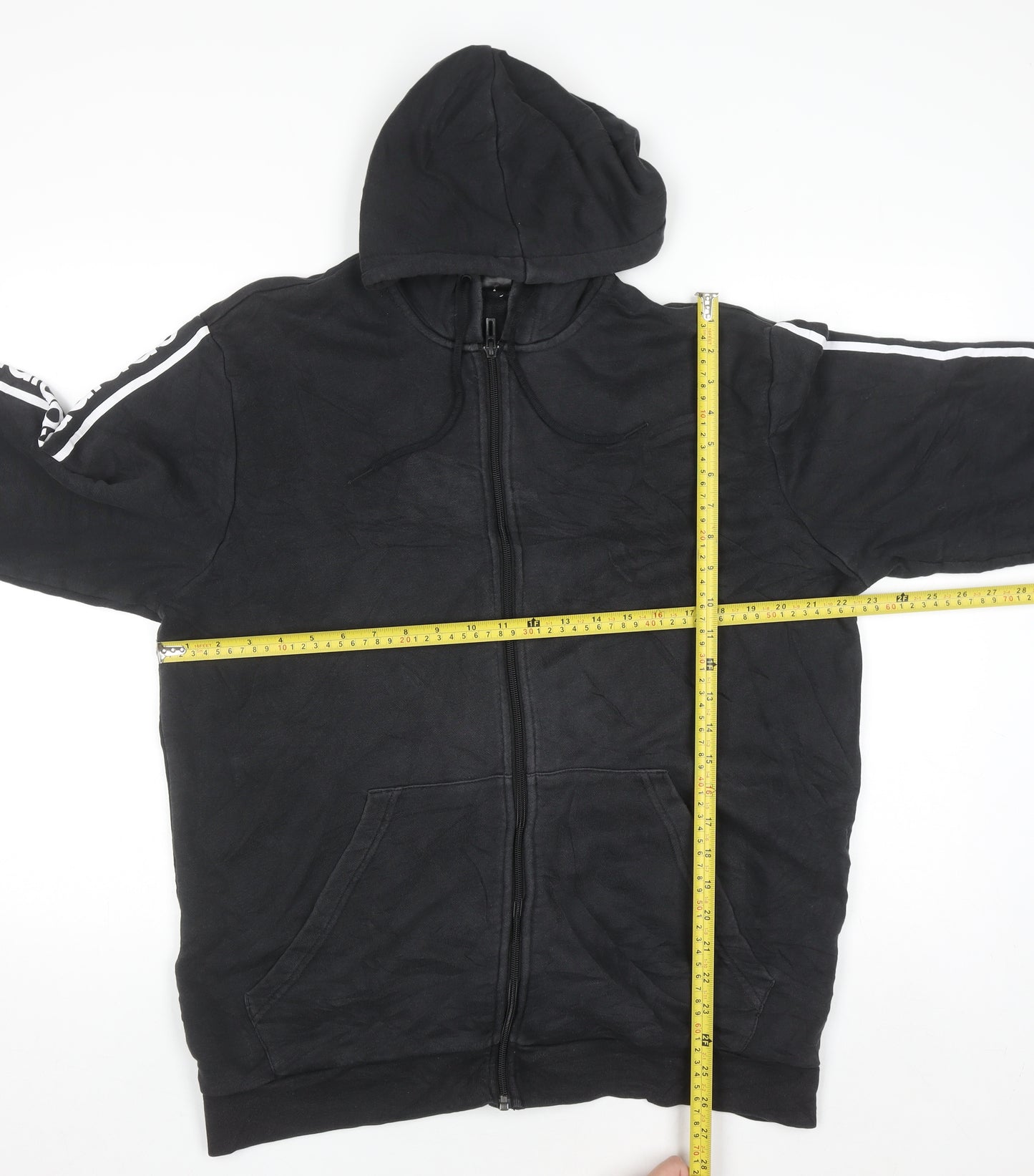 Adidas Men's Black XL Full Zip Hoodie with Logo Trim