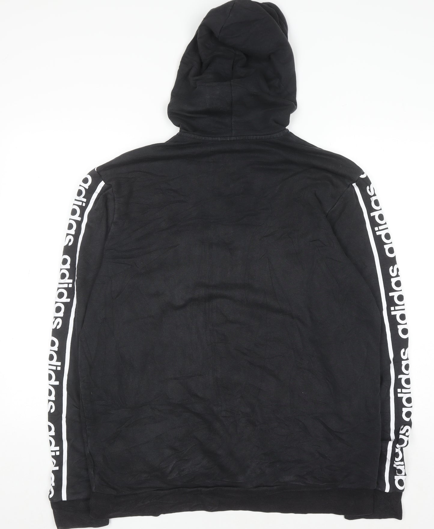 Adidas Men's Black XL Full Zip Hoodie with Logo Trim