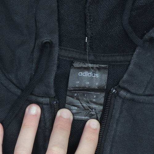 Adidas Men's Black XL Full Zip Hoodie with Logo Trim