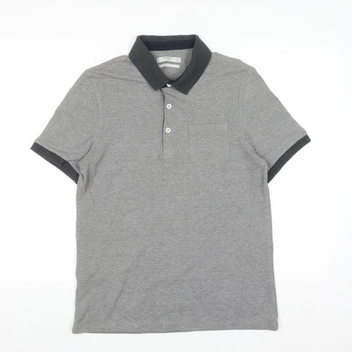 Mango Man Grey Slim Fit Short Sleeve Polo Shirt Size L