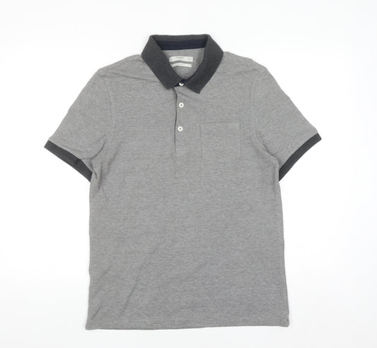Mango Man Grey Slim Fit Short Sleeve Polo Shirt Size L