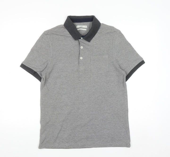 Mango Man Grey Slim Fit Short Sleeve Polo Shirt Size L