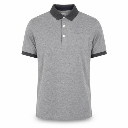 Front view of Mango Man Grey Slim Fit Short Sleeve Polo Shirt, size L